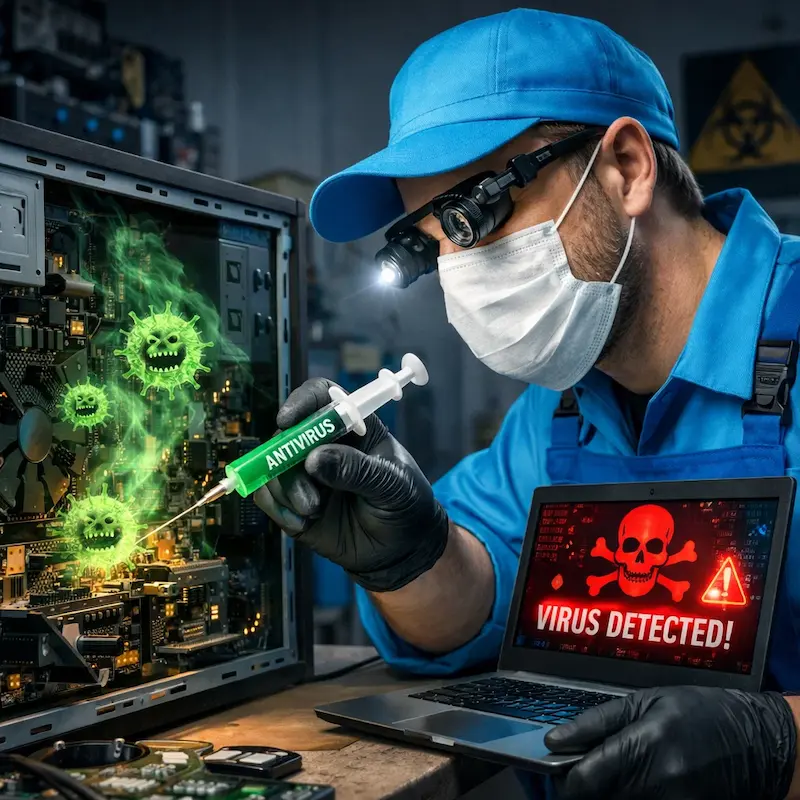 Лечение компьютера от вирусов в Новоселье на дому